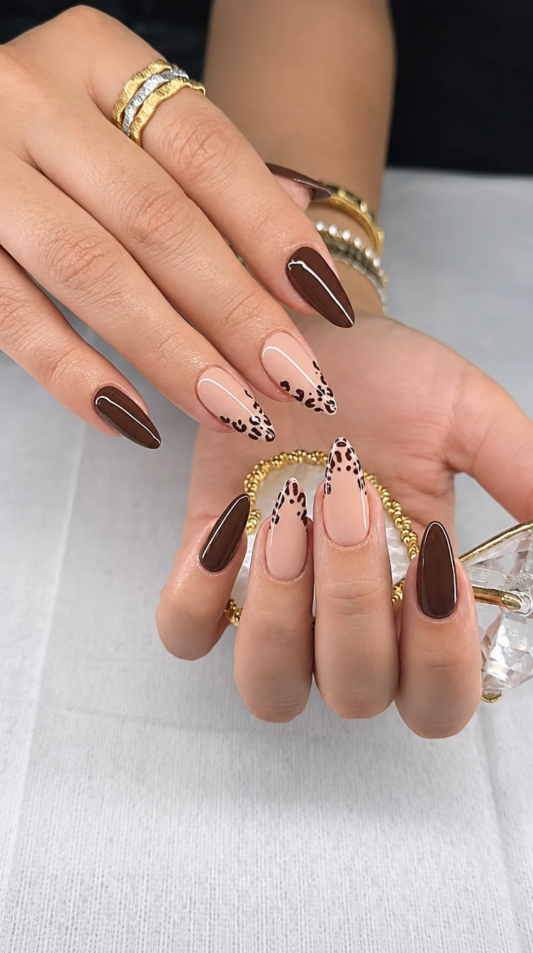 Chocolate & leopard accents